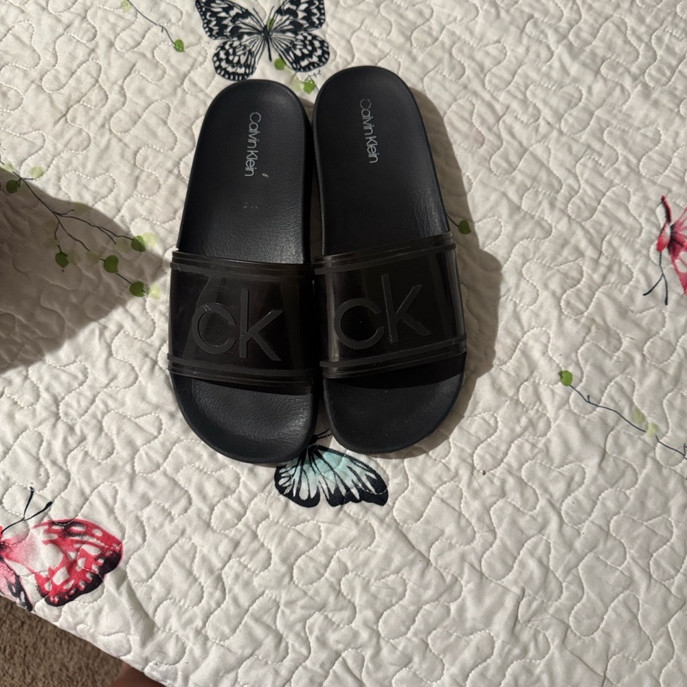 Calvin Klein Black Logo Slides